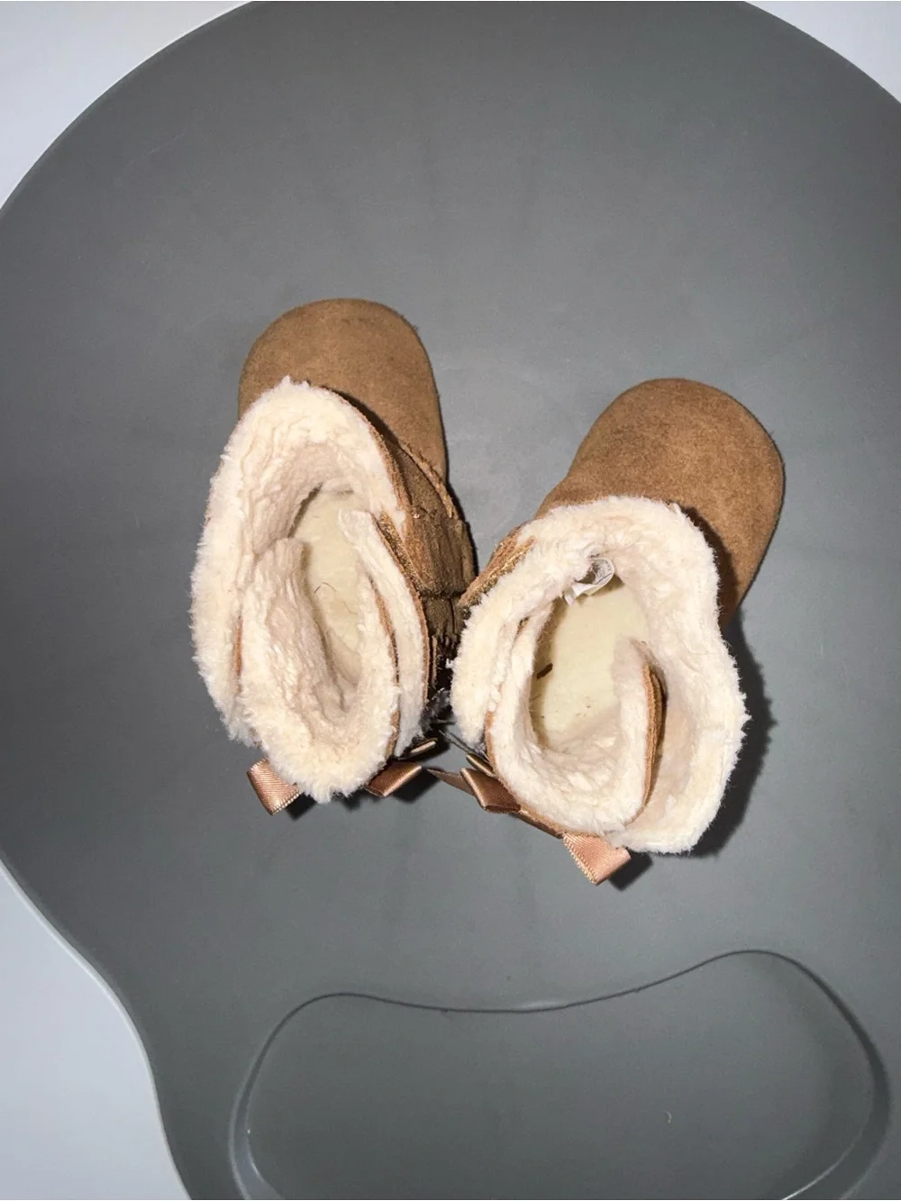 UGG Kids Chestnut Suede Booties with Shearling Trim